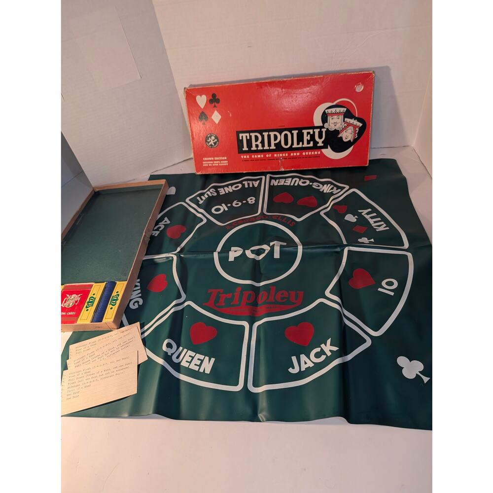 Vintage 1962 Cadaco Tripoley Crown Edition #225 Board Game